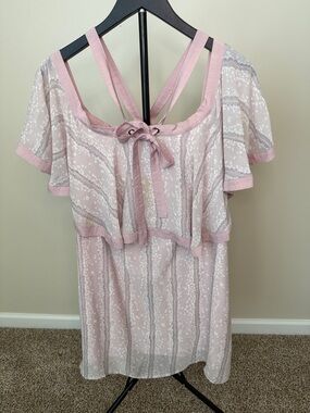 Beciga Pink Lace-Trim Top with Heart Logo